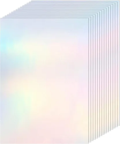 Miniatura 13 de Clabby 36 hojas de papel holográfico para pegatinas A4, láminas laminadas holográficas de vinilo, autoadhesivas, impermeables, transparentes, 11.7 x