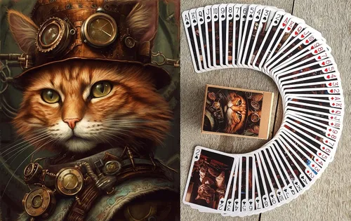 Miniatura 5 de Batallas con alienígenas jugando a las cartas (baraja de póquer 54 cartas todas diferentes) Cómic de acción espacial retro vintage de ciencia