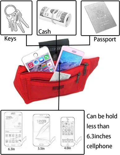 Miniatura 17 de Bolsa de cintura ultrafino con ranuras c/visualización para tarjeta de crédito, para deportes, aire libre, correr, caminar, viajes.