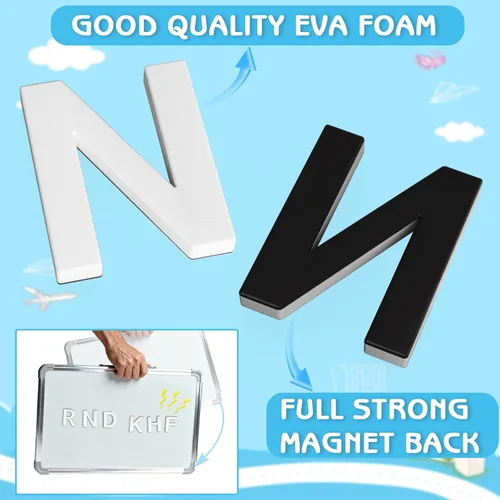 Miniatura 2 de Letras magnéticas decorativas del alfabeto de EVA para el refrigerador/pizarra blanca (117pcs letras blancas)