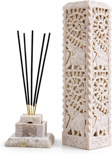 Miniatura 2 de Carry Me Quemador de incienso de mármol hecho a mano, soporte para palitos de velas, soporte para velas de té, talla perfecta de elefante
