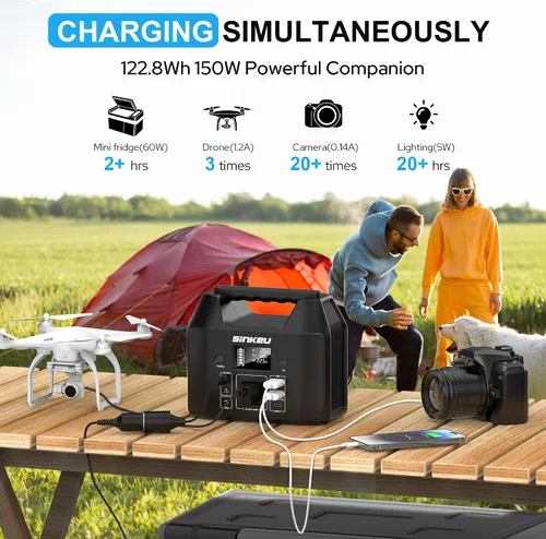 Miniatura 4 de Estación de energía portátil SinKeu de 122.8 Wh, generador solar de batería LiFePO4 para uso doméstico, banco de energía de 150 W con salida de CA