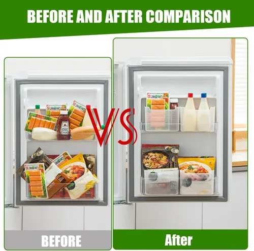 Miniatura 4 de Paquete de 3 cajas organizadoras de refrigerador, contenedores de plástico para almacenamiento de puerta lateral del refrigerador, contenedores