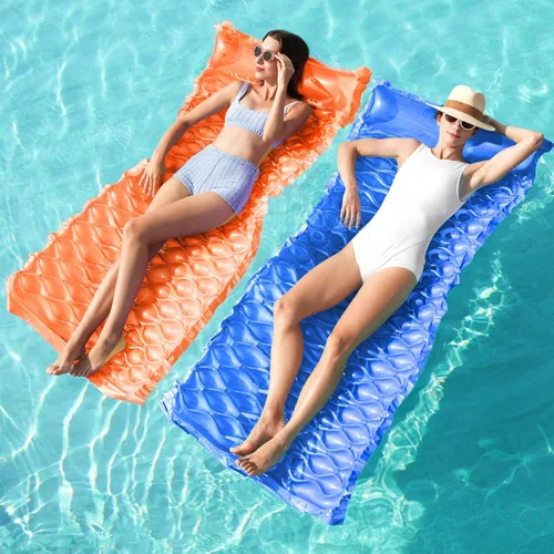 Miniatura 8 de SLOOSH Inflatable Pool Floats Raft,Floating Lounge for Adults,64x32 inch Swimming Mat Pool Mattress with Headrest,2 Pieces Float Air Mat for Summer