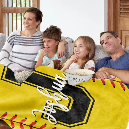 Miniatura 7 de Manta suave personalizada para bebés: manta de diseño de béisbol personalizada para niños con nombre y número, regalos de ropa de cama para bebés