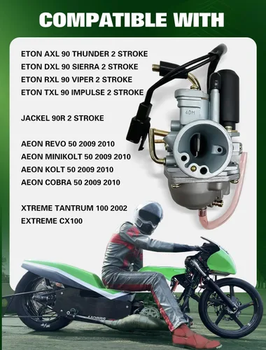 Miniatura 3 de Carburador Compatible con 50cc 70cc 90cc 100cc 110cc ATV de 2 tiempos CAN AM Bombardier DS 90 DS50 Eton Alpha Sport LG Colt Cobra 50 90 Carb