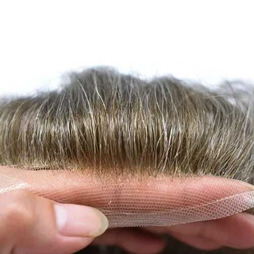 Miniatura 180 de Sistema de repuesto de cabello humano europeo con encaje frontal suizo para hombre, tupé para hombre, pieza de cabello, nudo blanqueado, línea #17