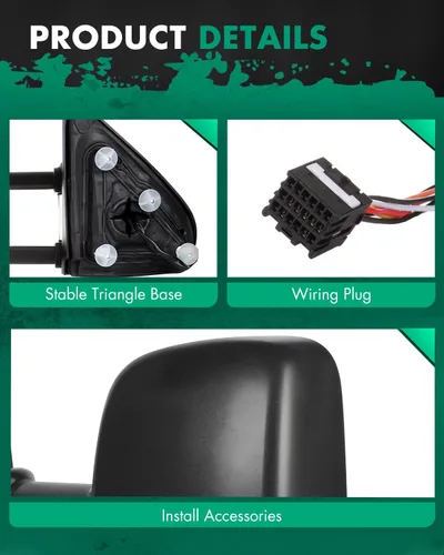 Miniatura 5 de SCITOO Espejos de remolque para Chevy Silverado 2014-2017 para GMC Sierra 1500 2015-2016 para Silverado para Sierra 2500HD 3500HD con control