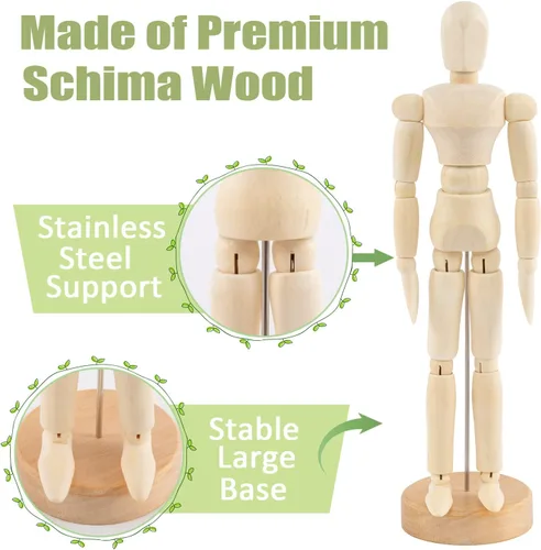Miniatura 5 de ANPHSIN Soporte de Madera para Plantas de Aire de 2 Tamaños - Soporte Único Articulado de Maniquí para Plantas de Aire con Poses Ajustables