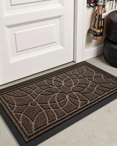 Miniatura 8 de DEXI Felpudo para puerta delantera exterior, tapete resistente y antideslizante de perfil bajo para la entrada, tapetes de bienvenida que atrapan