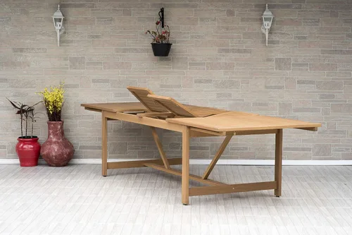Miniatura 3 de Brampton Patio Athens - Juego de mesa de comedor rectangular de 11 piezas, ideal para patio e interior, acabado de teca claro