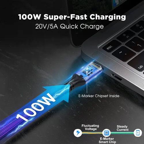 Miniatura 3 de VCOM Cable USB 4 para Thunderbolt 4, 4 pies 100 W con datos de 40 Gbps y 8K a 30 Hz 5K a 60 Hz o video 4K doble, compatible con cable Thunderbolt