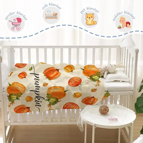 Miniatura 4 de YeeJu Manta decorativa de otoño para niños, manta pequeña de Acción de Gracias con calabazas de otoño para niños y niñas, cama de bebé, sofá, suave