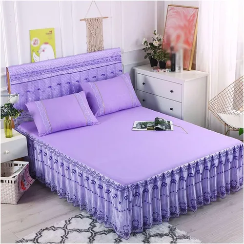 Miniatura 22 de OTBK Falda de cama individual blanca con volantes y borlas, estilo bohemio, falda de cama con encaje, volantes, floral, Shabby Chic juegos de ropa