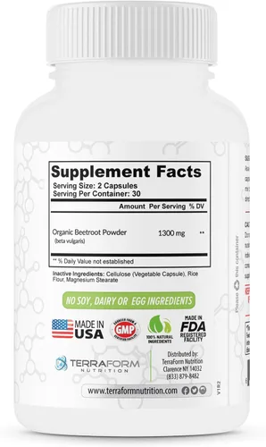 Miniatura 8 de Extracto de remolacha roja, 1300 mg por porción, suplemento de remolacha en polvo, 60 cápsulas, 1 mes, apto para veganos, fabricado en Estados Unidos