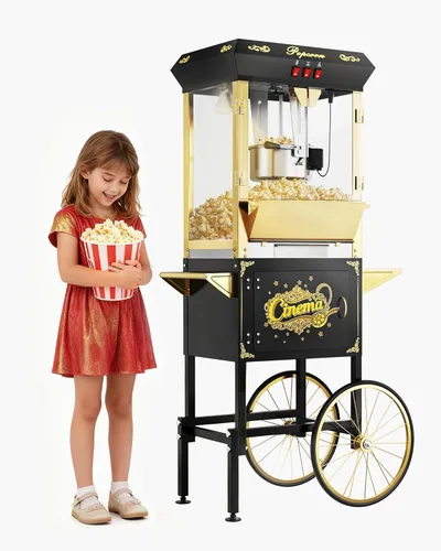 Miniatura 22 de Carro de máquina de palomitas de maíz de 8 onzas, máquina para hacer palomitas de maíz con hervidor de acero inoxidable que hace hasta 32 tazas