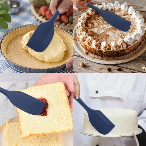 Miniatura 2 de Juego de espátulas de silicona, espátula de cuchara de goma, espátula resistente al calor, diseño de una pieza, espátula sin costuras, espátula Azul
