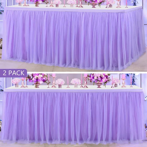 Miniatura 30 de Suppromo - Falda de mesa con tutú de calidad superior, con 3 capas de malla, plisada, de tul, para fiestas, bodas, baby shower, fiestas de Rosa