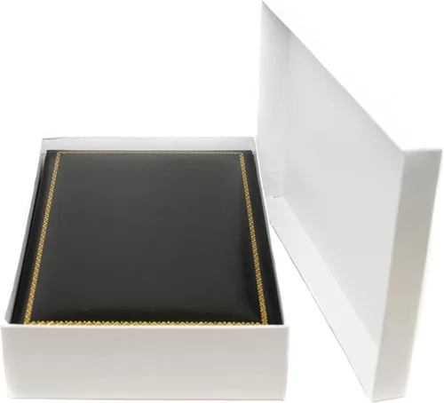 Miniatura 4 de Joyero Caja de regalo de collar negro de la colección Carter, ultra felpa, borde dorado, incluye embalador, 4.4 x 6.25 x 1.4 pulgadas