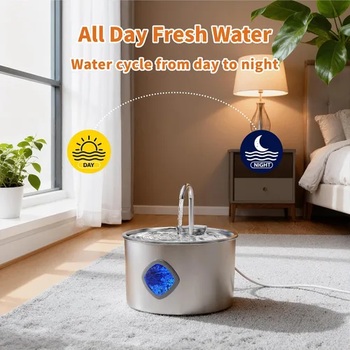 Miniatura 3 de Fuente de agua para gatos de acero inoxidable: fuente para gatos de 108 oz/3.2 L para beber - Fuentes de agua para mascotas para gatos en interiores