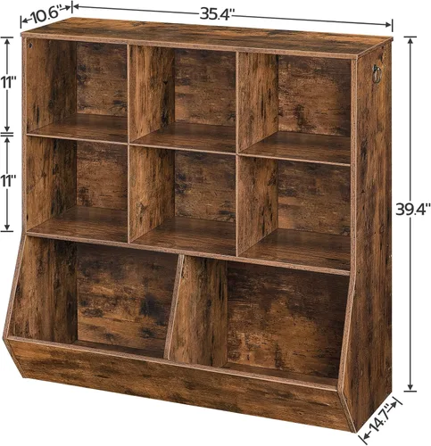 Miniatura 3 de HOOBRO Estantería para niños, gabinete de almacenamiento de juguetes, organizador de juguetes para niños, 8 cubículos, estantería tipo pie de cama