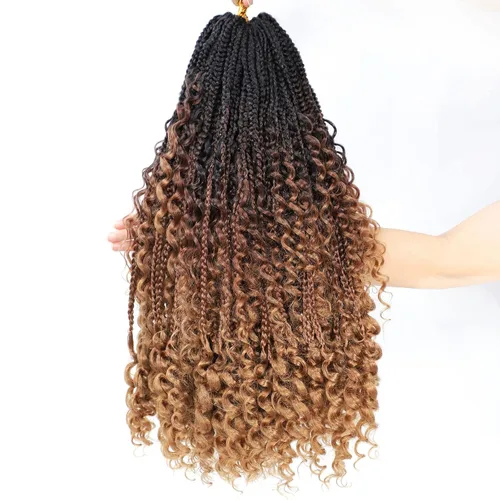 Miniatura 7 de Ayana - Trenzas de ganchillo, bohemias, con extremos rizados Crochet Braids Box. 3 extensiones de cabello sintético de trenzas de ganchillo Goddess