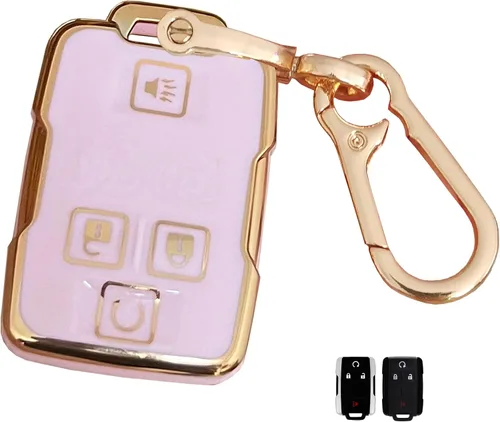 Rosa para Chevrolet Funda para Llavero con Llavero Compatible con GMC Chevy Colorado Silverado Suburban Tahoe Silverado Llavero Remoto para Vehículo