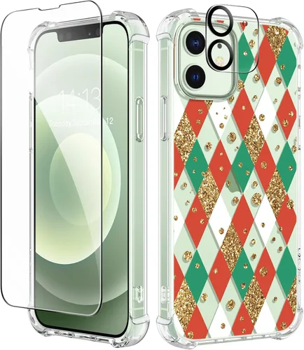 Miniatura 17 de GVIEWIN - Funda floral para iPhone 14 de 6.1 pulgadas, protector de pantalla + protector de lente de cámara, no se amarillenta, a prueba de golpes