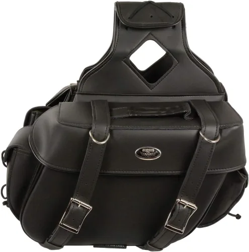 Miniatura 7 de Milwaukee Leather SH57403ZB Negro Medio Zip-Off PVC Tiro Sobre Dos Correa Sillín Bolsa