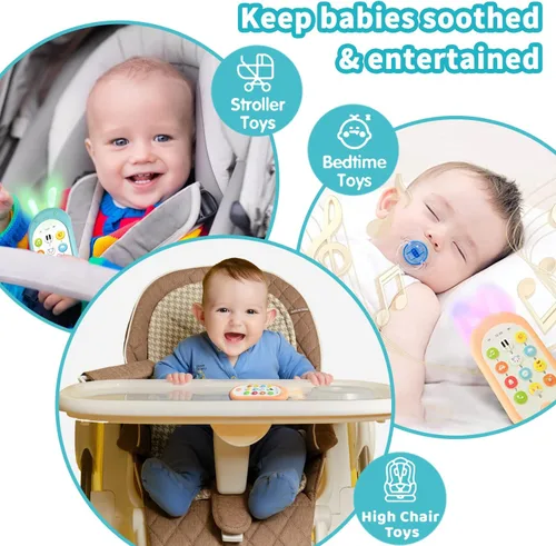Miniatura 4 de Richgv Juguete para teléfono celular para bebé, juguetes de aprendizaje sensorial con 12 funciones, efectos de luz y múltiples sonidos, juguetes