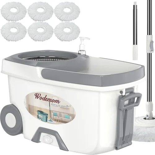 Juego de fregona y cubo con escurridor, sistema de fregona giratoria y cubo, fregonas para limpieza de pisos, herramientas de suministros para el