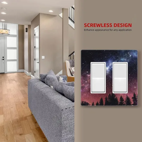 Miniatura 683 de Cubiertas de placa de pared de 3 gang con interruptor de luz de triple palanca, en negro y dorado con esplendor de oro rosa, estampado floral