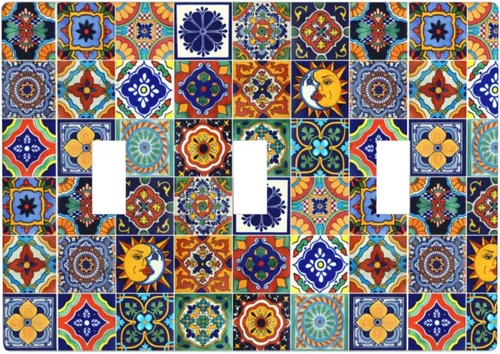 Miniatura 24 de Talavera - Azulejos mexicanos de una sola banda, placas de pared para decorar enchufes eléctricos, placa de interruptor, placa decorativa de pared