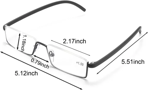 Miniatura 3 de Paquete de 2 lentes de lectura de medio marco para hombres y mujeres, ligeros para lectura de computadora con estuche portátil 1.00