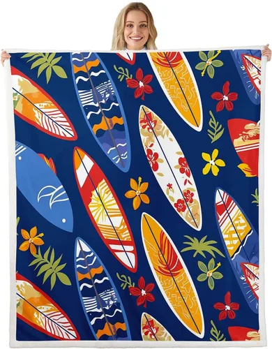 Miniatura 39 de Manta de forro polar con estampado de bailarina rosa para niñas, felpa suave y mullida para cama, sofá, bonita sherpa floral de hoja de palma Multi