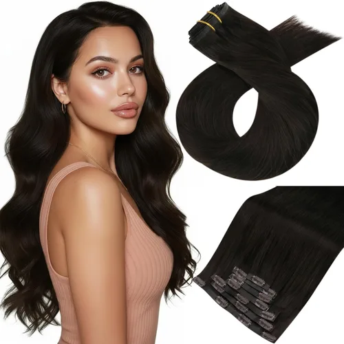 Miniatura 35 de Moresoo - Extensiones de cabello humano con pinzas, sin costuras, con trama, de poliuretano, invisible, cabello humano real, color rubio platino, 7