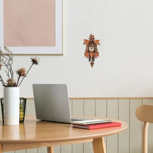 Miniatura 3 de HOMSFOU - Reloj de pared de péndulo de cuco para dormitorio, sala de estar y oficina, decorativo, colgante para el hogar, reloj D Cor 9.56 x 4.92 x