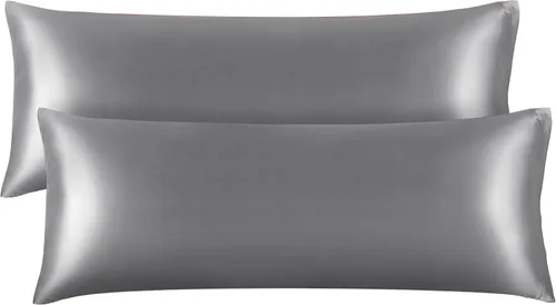 Miniatura 58 de Bedelite Funda de almohada de satén para el cuerpo, súper suave y refrescante, para el cabello y la piel, transpirable, sedosa y larga, 20 x 54 Rosa