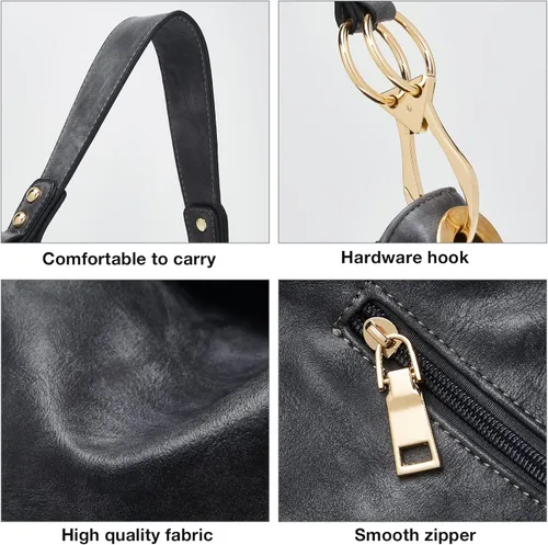 Miniatura 5 de FOXLOVER Bolsos estilo hobo de cuero sintético para mujer, estilo vintage, grandes, bolso cruzado para el hombro, bolso de mano para mujer