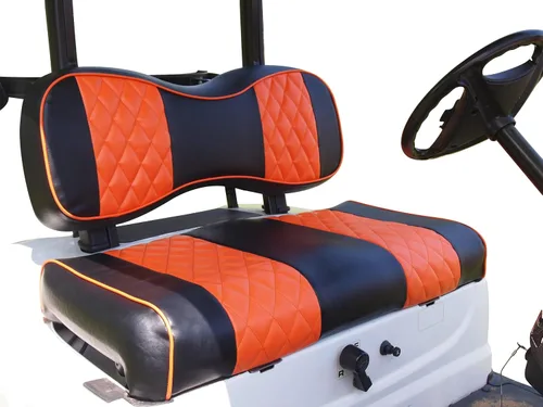 Miniatura 9 de Huskey Parts Company 2 piezas de fundas de asiento para carrito de golf marrón con costura en diamante para Club Car DS 2000.5-2013, vinilo de grado