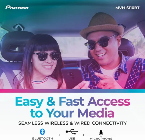 Miniatura 3 de Pioneer MVH-S110BT Receptor de medios digitales 1-DIN estéreo para automóvil, Bluetooth, entrada USB, salida de 50 W x 4, radio AM/FM, compatible