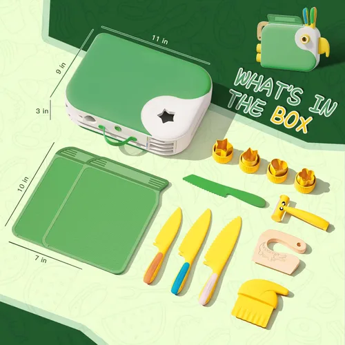 Miniatura 7 de Montessori Herramientas de cocina para niños pequeños, cuchillo para cocina real, juego de cuchillos para niños pequeños con caja de almacenamiento