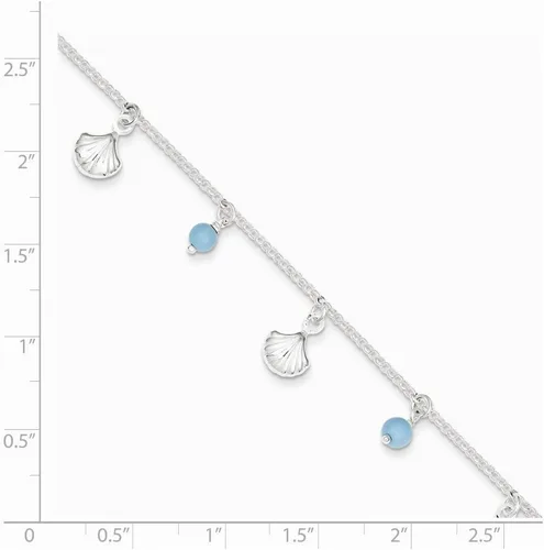 Miniatura 2 de Tobillera de plata de ley 925 maciza con carcasa pulida y turquesa de 1 pulgada, Plata Esterlina, turquesa