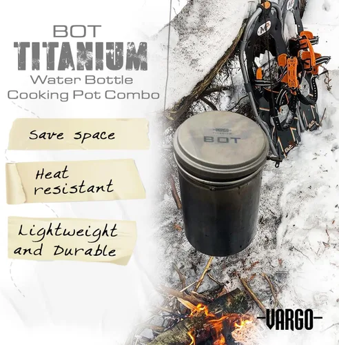 Miniatura 3 de Vargo Serie Titanium BOT Botella de agua ultraligera de 1 litro (34 onzas) que pesa 5.2 onzas (5.19 oz) Mochilero camping multiusos