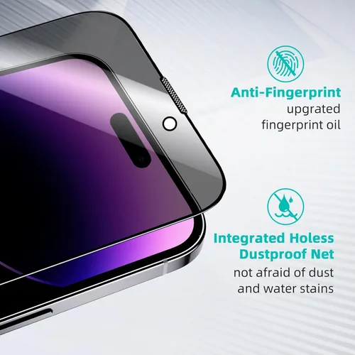 Miniatura 3 de Paquete de 2 protectores de pantalla de privacidad para iPhone 14 Pro Max, [kit de alineación automática] Vidrio templado de pantalla completa