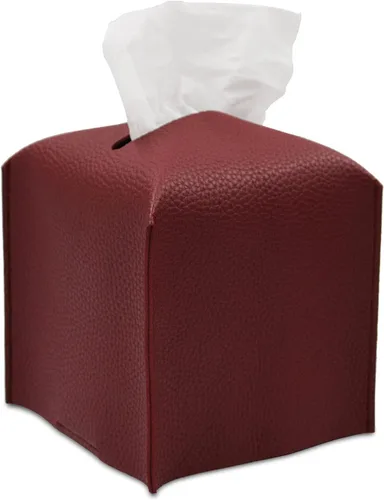 Miniatura 11 de Livelab Funda para caja de pañuelos, cuadrada, decorativa, de piel sintética, soporte para caja de pañuelos moderna, organizador de papel facial