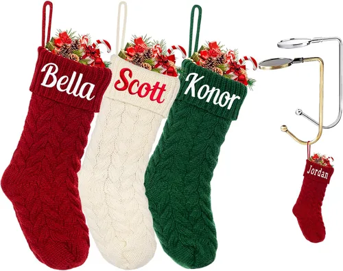 Miniatura 11 de Calcetines de Navidad personalizados para perros y gatos, calcetín de Navidad bordado con nombre personalizado en forma de pata de mascota o hueso