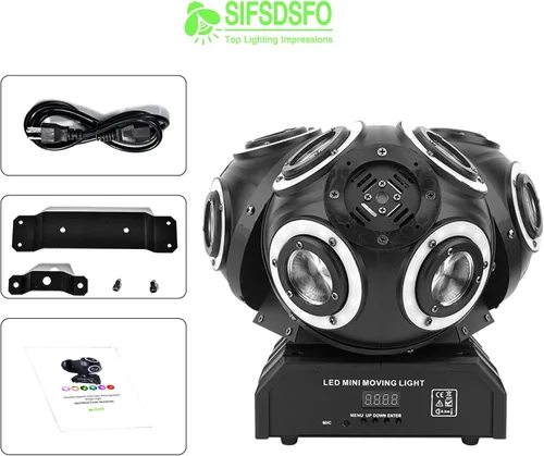 Miniatura 8 de Luz LED de cabeza móvil para DJ, haz giratorio, luces de escenario, foco puntual, iluminación para eventos, control de sonido, Dmx512, DJ, KTV