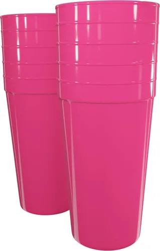 Miniatura 20 de PartyPrints Paquete de 100 vasos de plástico en blanco reutilizables de 10 a 12 onzas, vasos de estadio a granel, sin BPA, aptos para lavavajillas