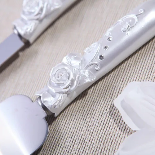 Miniatura 2 de Accesorios de boda - Juego de cuchillos y servidores personalizados, rosa en flor